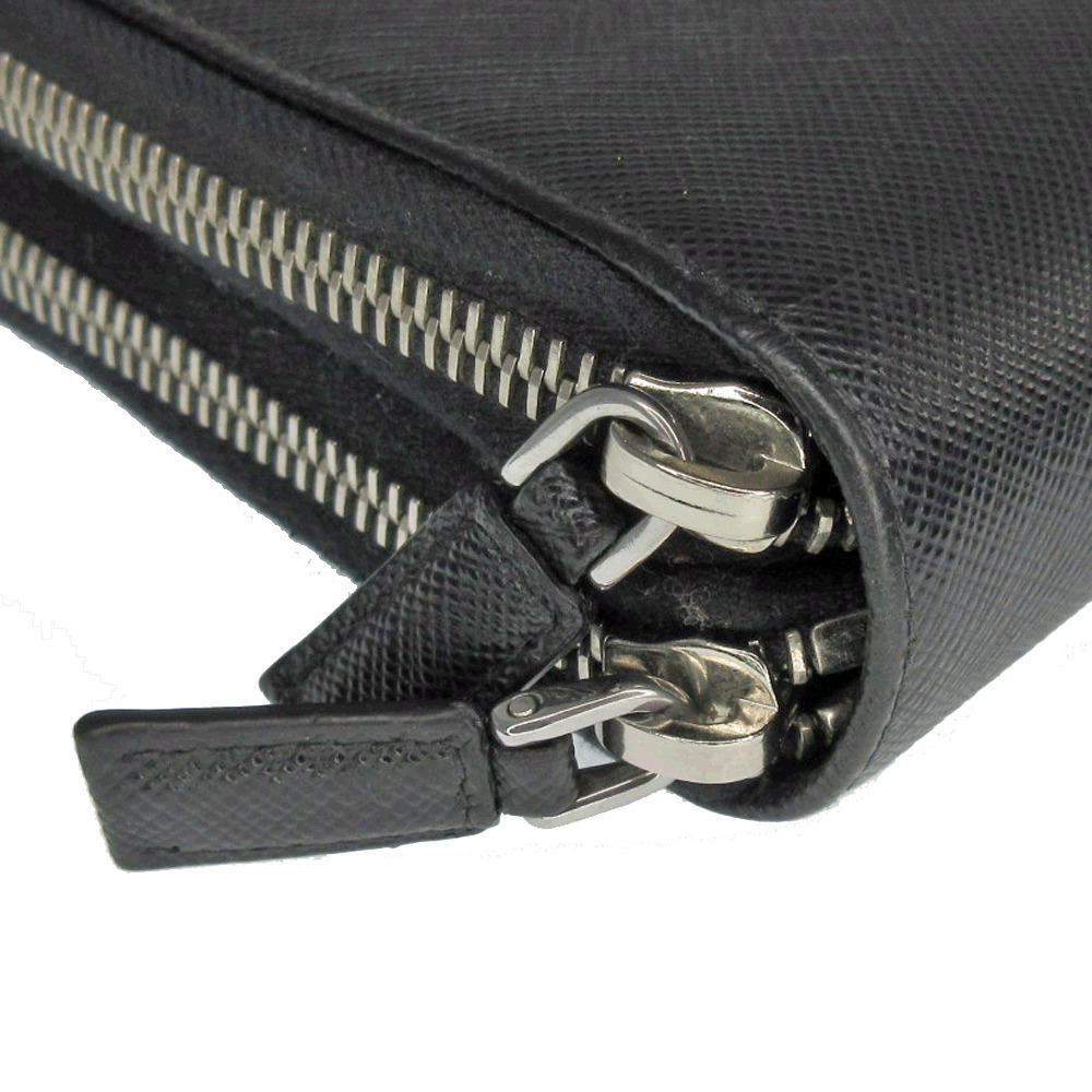 Prada Double Zip Wallet Saffiano Leather Black - Picture 3 of 8